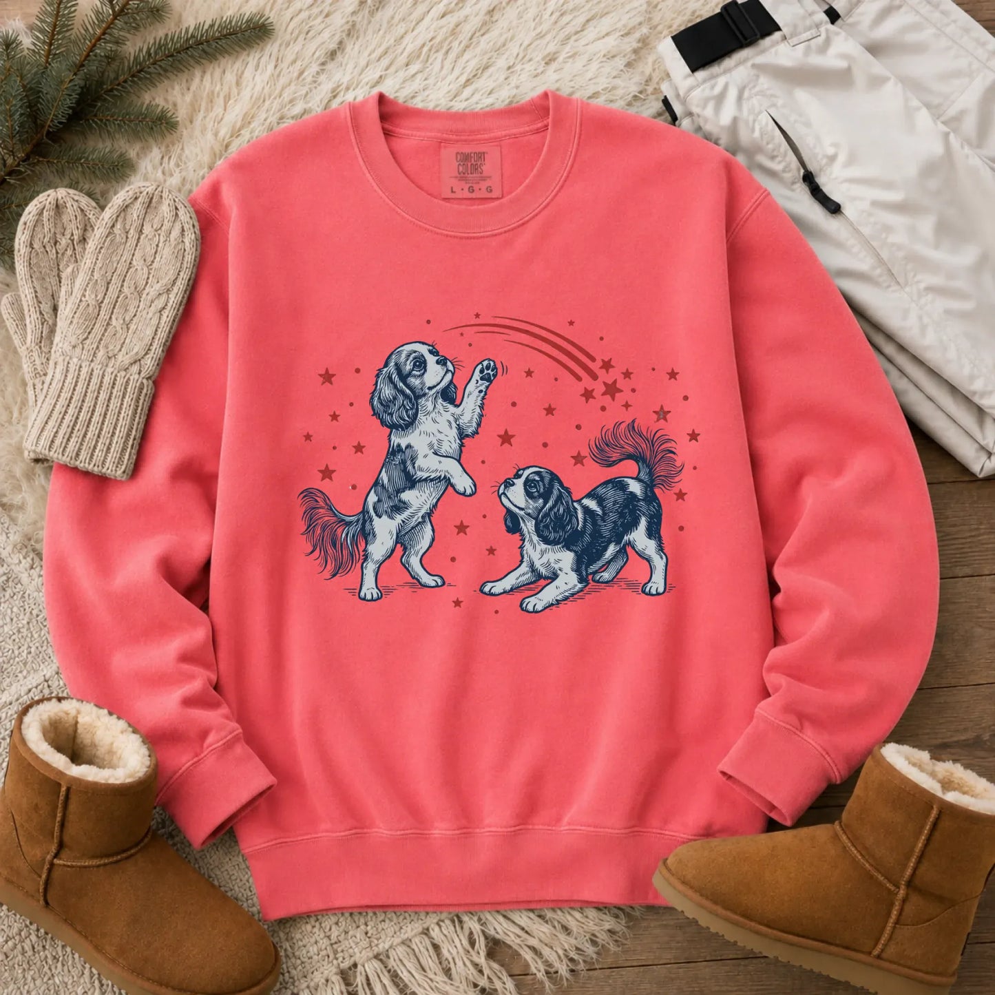 Cavalier USA Stars Patriotic Unisex Sweatshirt Watermelon