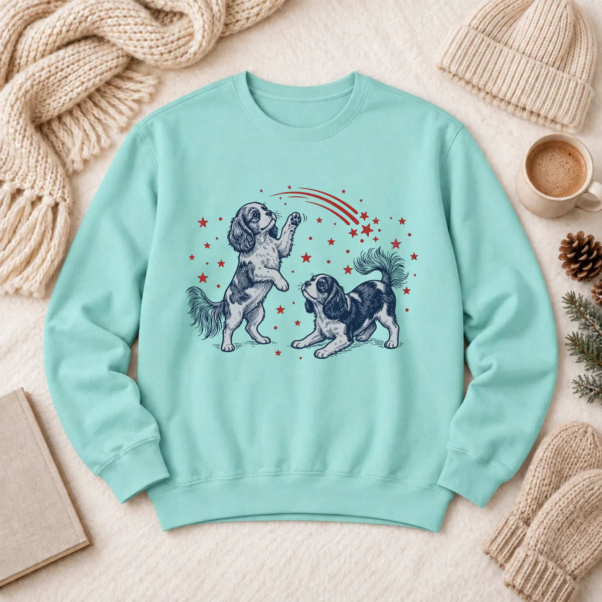 Cavalier USA Stars Patriotic Unisex Sweatshirt Chalky Mint