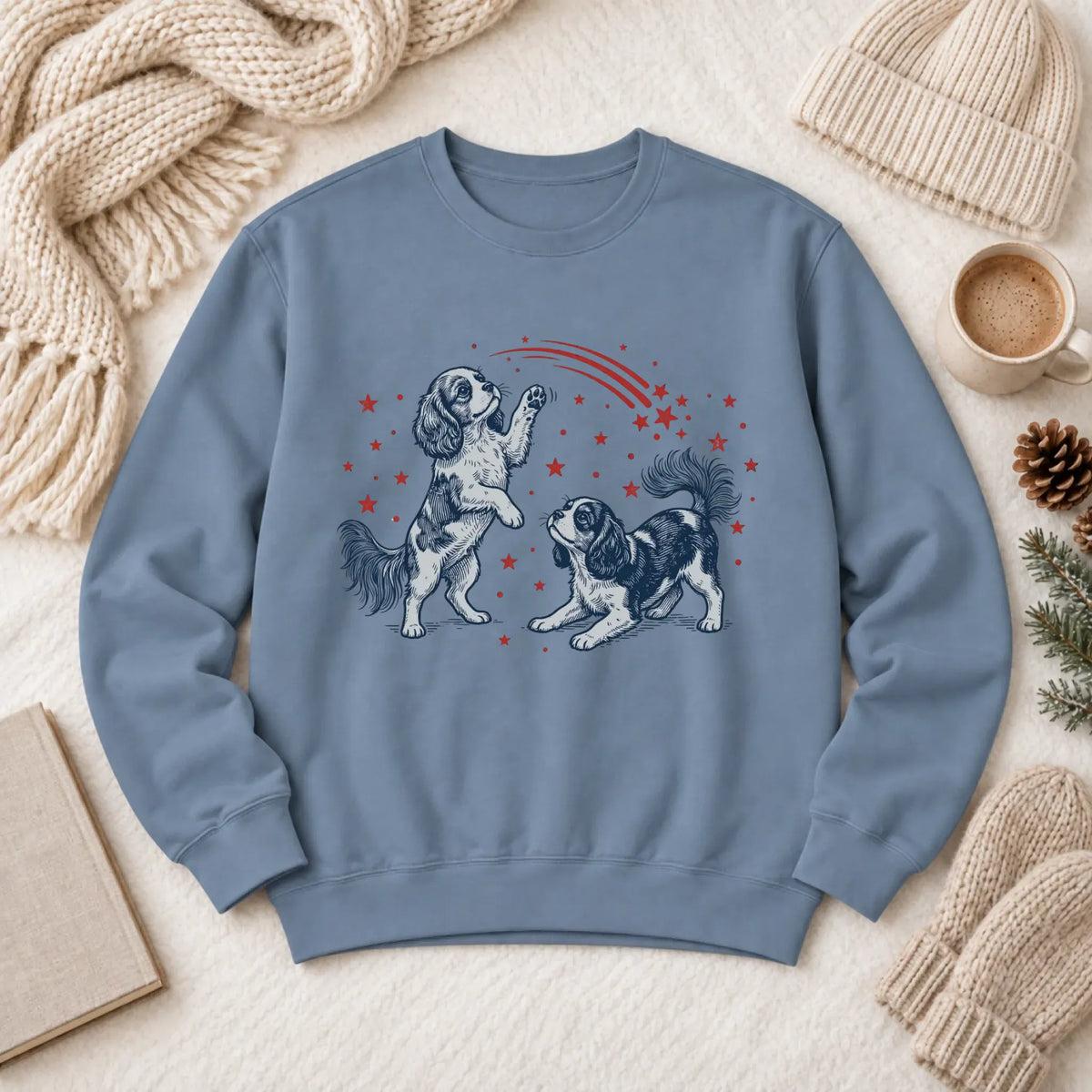 Cavalier USA Stars Patriotic Unisex Sweatshirt Blue Jean