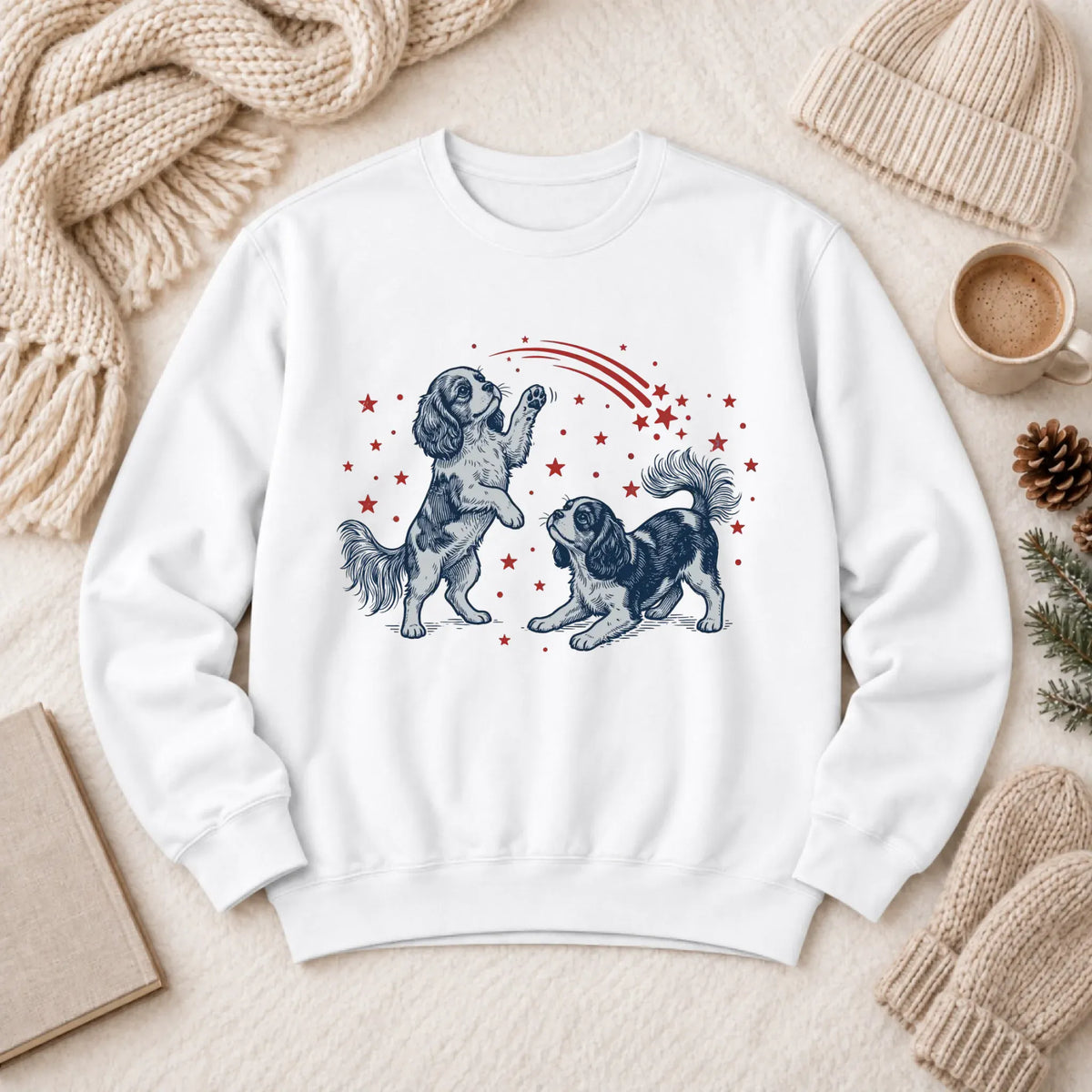Cavalier USA Stars Patriotic Unisex Sweatshirt White