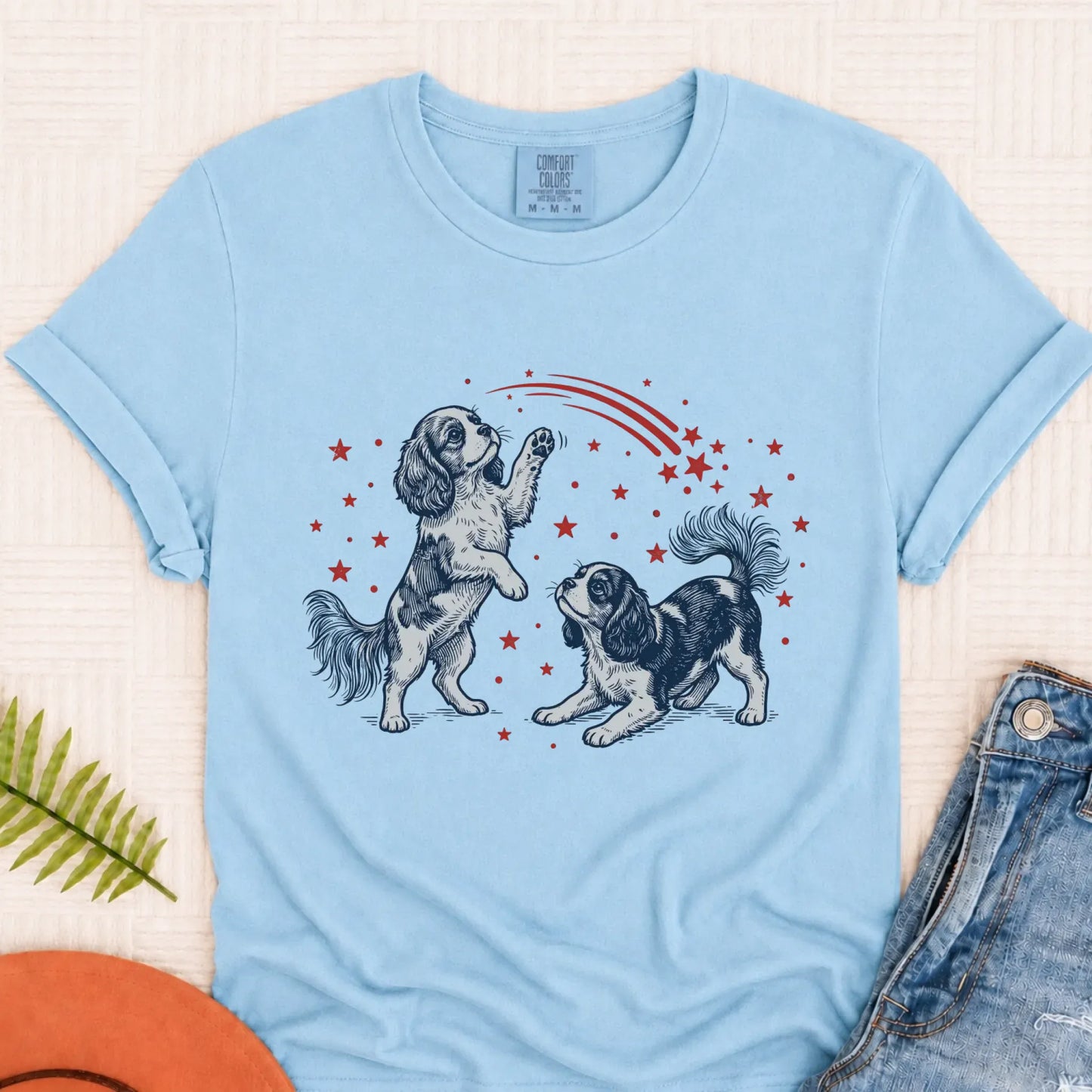 Cavalier USA Stars Patriotic Unisex TShirt Chambray