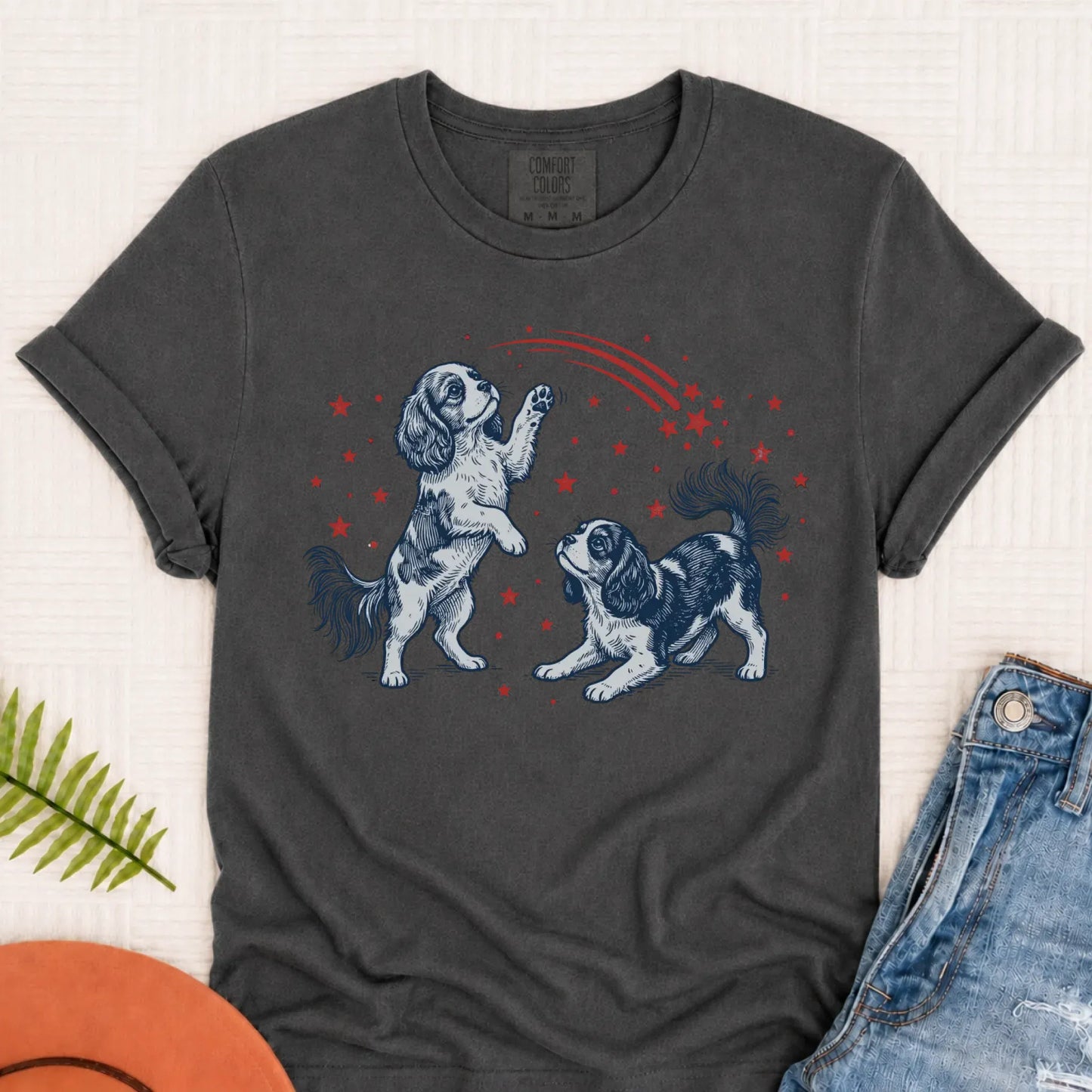 Cavalier USA Stars Patriotic Unisex TShirt Pepper