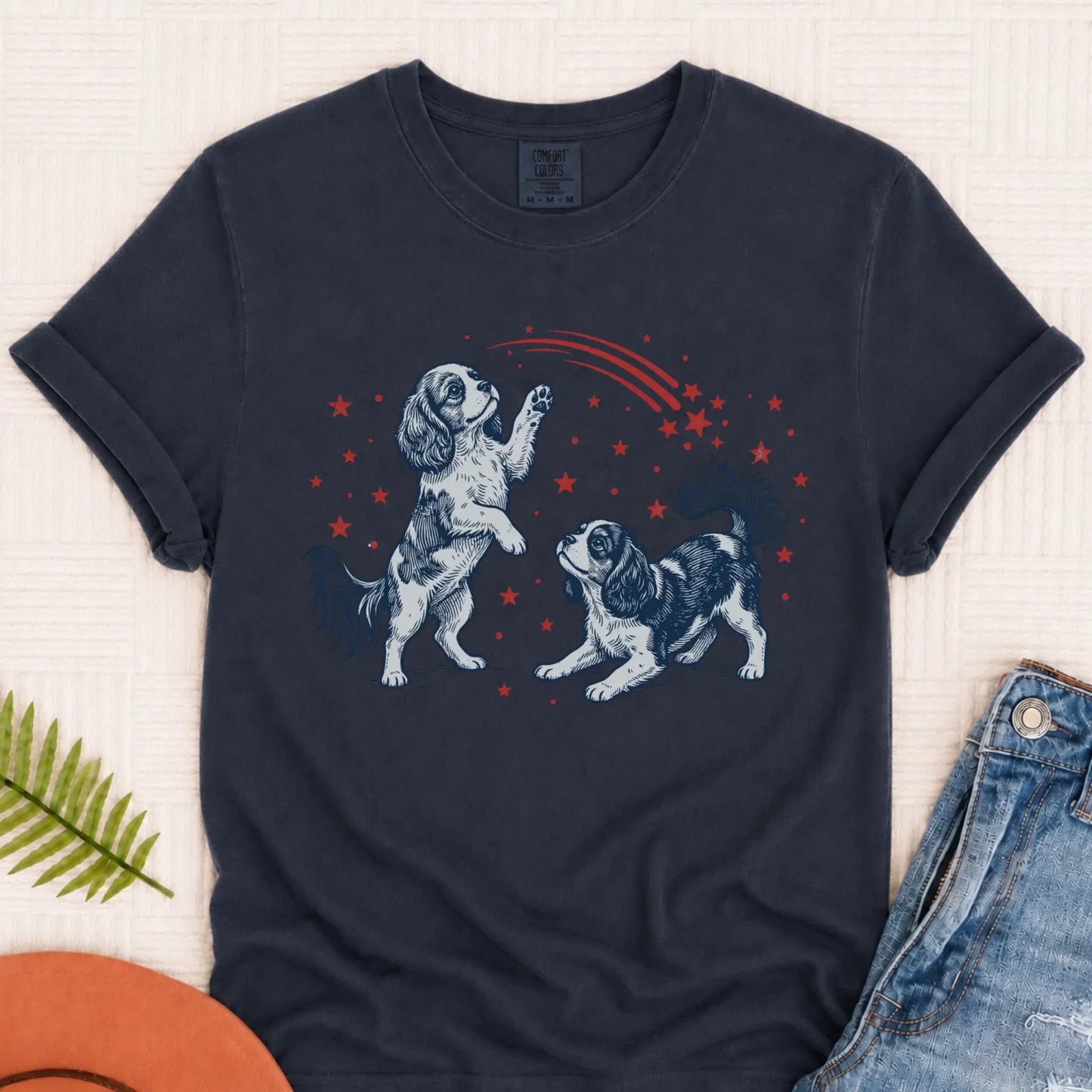 Cavalier USA Stars Patriotic Unisex TShirt Navy