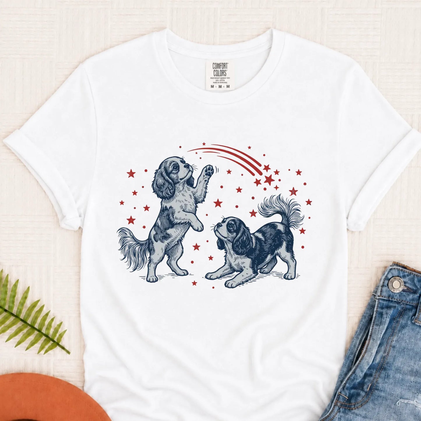 Cavalier USA Stars Patriotic Unisex TShirt White