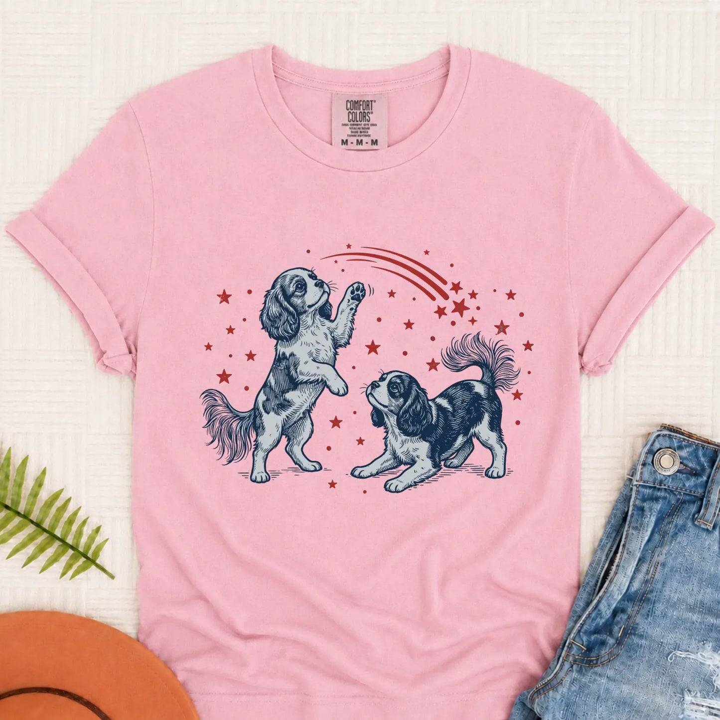 Cavalier USA Stars Patriotic Unisex TShirt Blossom