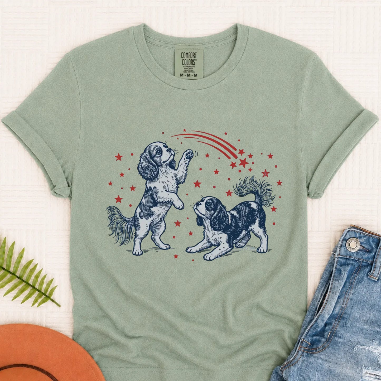 Cavalier USA Stars Patriotic Unisex TShirt Bay