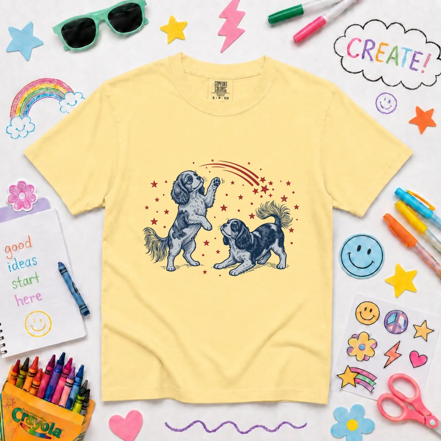 Cavalier USA Stars Patriotic Unisex YOUTH TShirt Butter