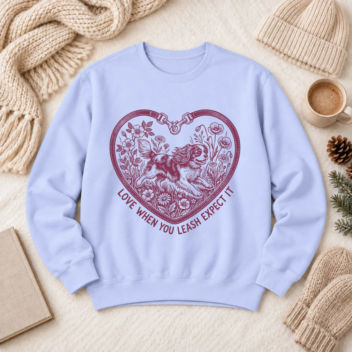 Sweatshirt Hydrangea / S Cavalier Valentine Love Leash Unisex Sweatshirt