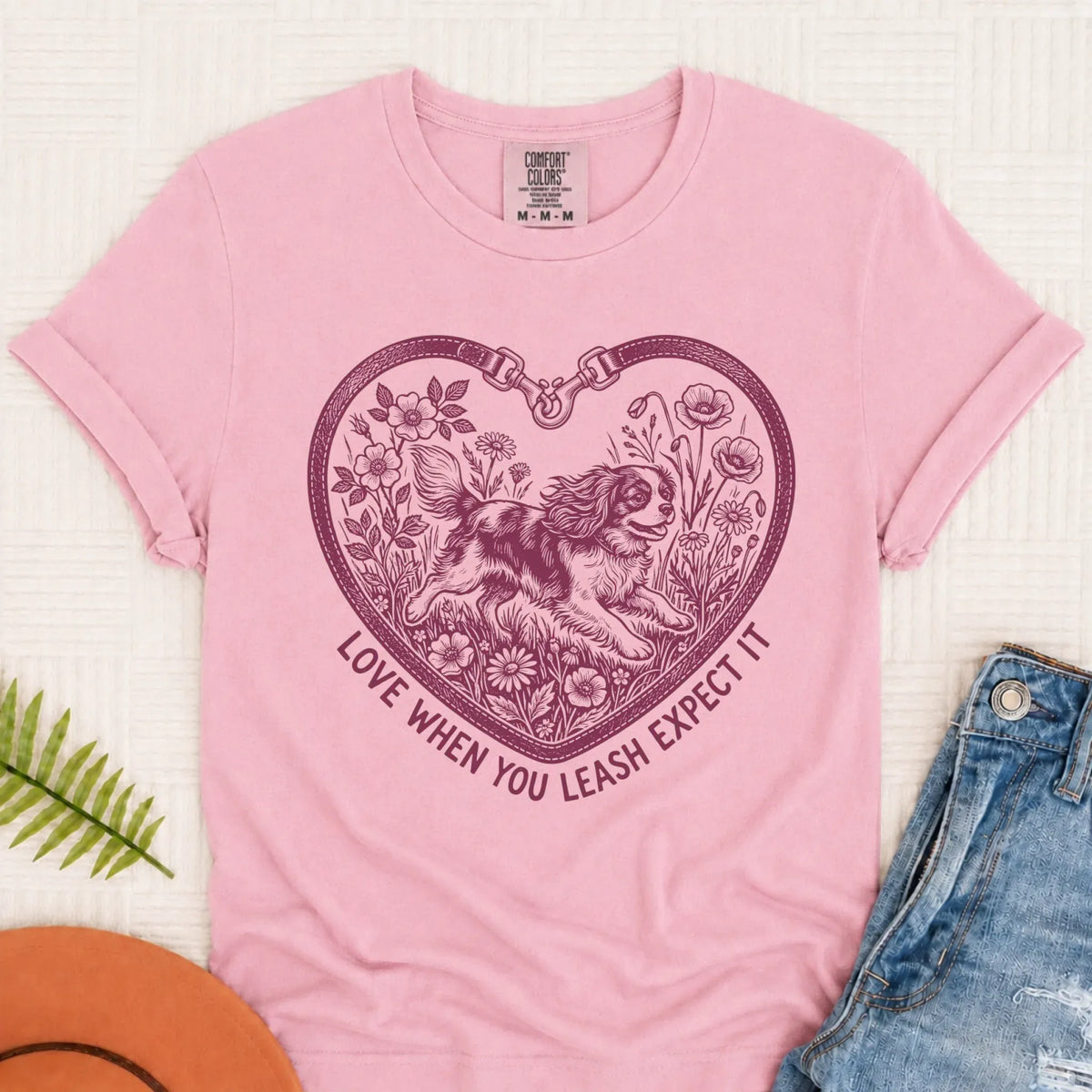 T-Shirt Blossom / S Cavalier Valentine Love Leash Unisex TShirt