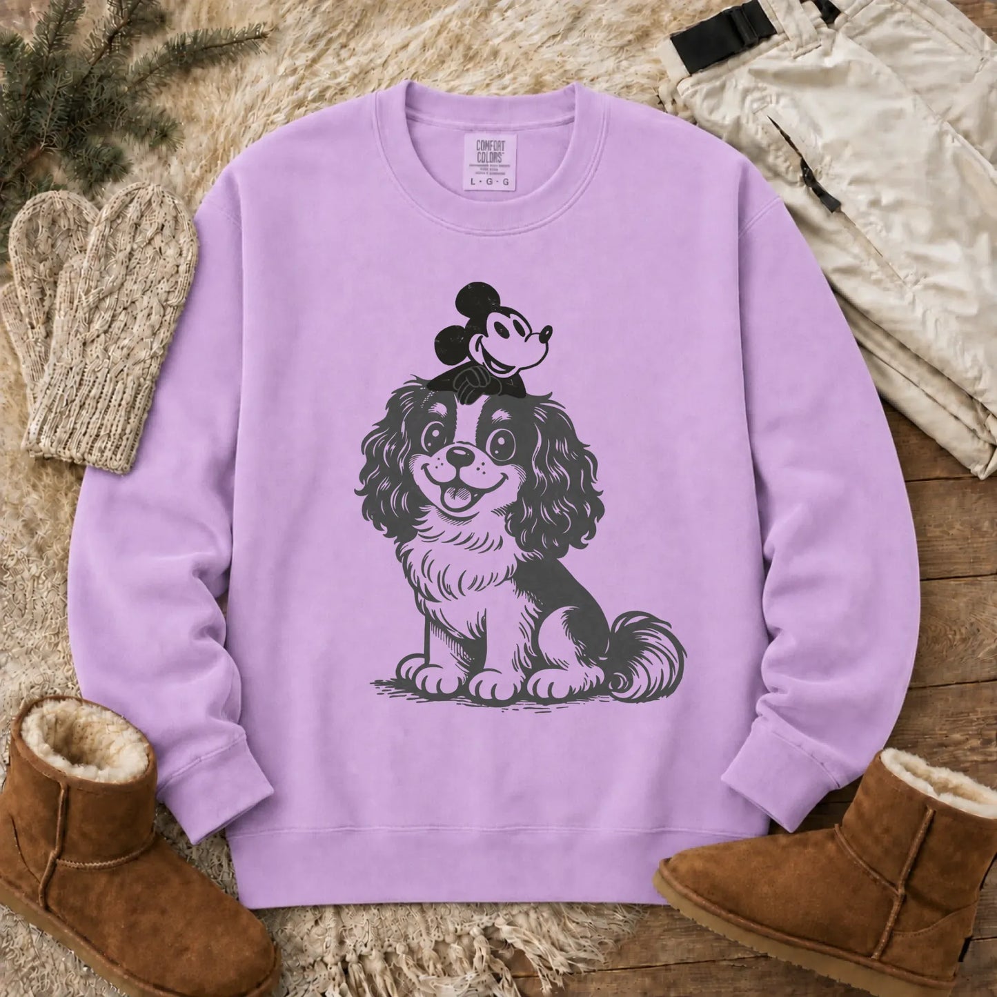 Cavalier Vintage Cartoon Mouse Unisex Sweatshirt Orchid