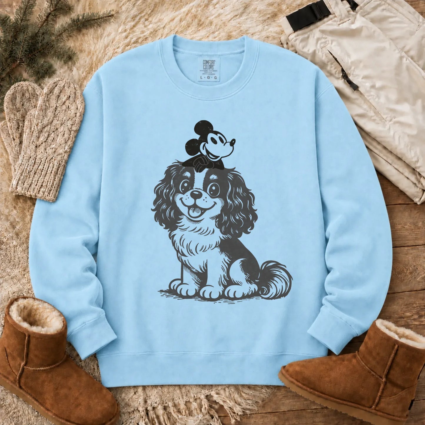 Cavalier Vintage Cartoon Mouse Unisex Sweatshirt Chambray