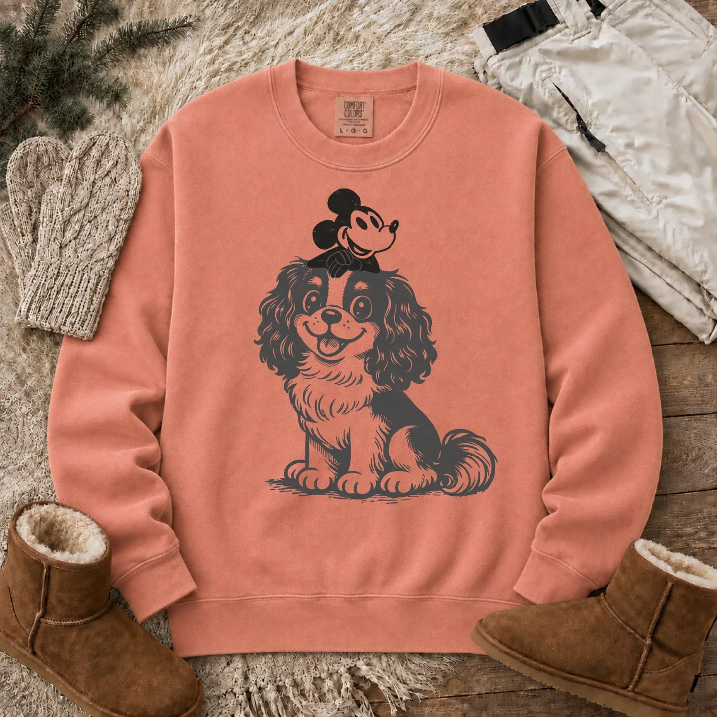 Cavalier Vintage Cartoon Mouse Unisex Sweatshirt Terracotta