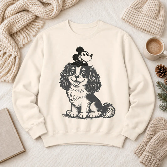 Cavalier Vintage Cartoon Mouse Unisex Sweatshirt Ivory