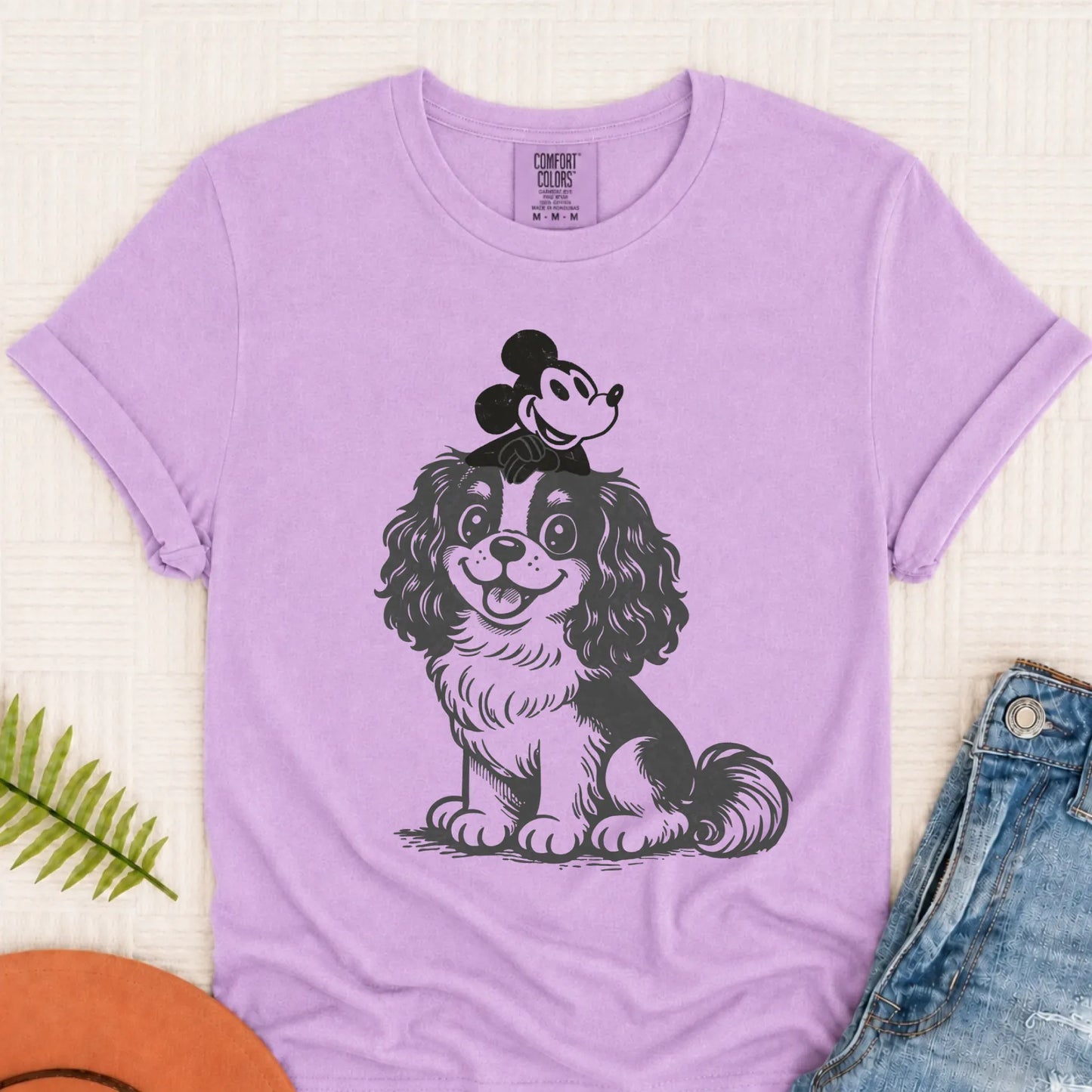 Cavalier Vintage Cartoon Mouse Unisex TShirt Orchid
