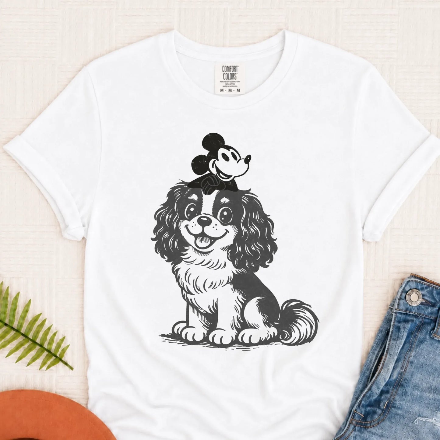 Cavalier Vintage Cartoon Mouse Unisex TShirt White