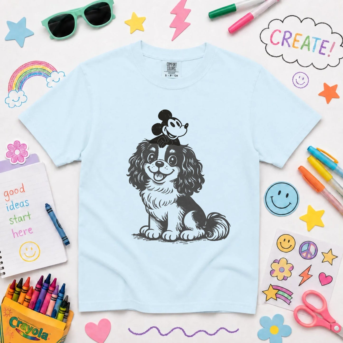 Cavalier Vintage Cartoon Mouse Unisex Youth TShirt Chambray