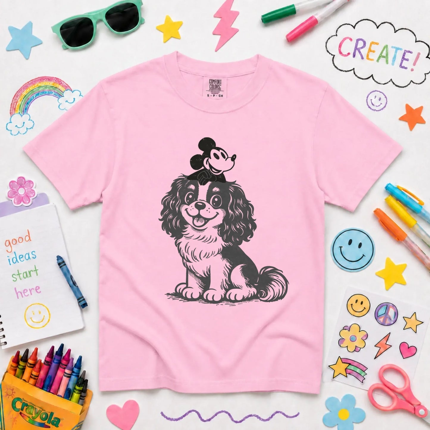 Cavalier Vintage Cartoon Mouse Unisex Youth TShirt Blossom