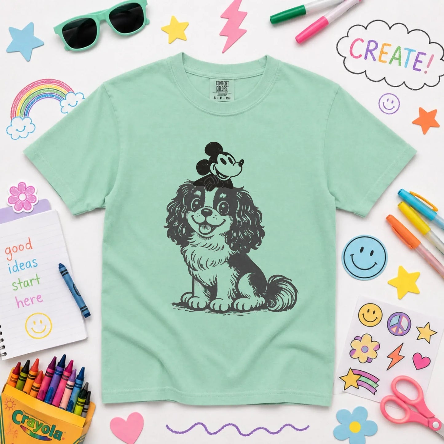Cavalier Vintage Cartoon Mouse Unisex Youth TShirt Island Reef