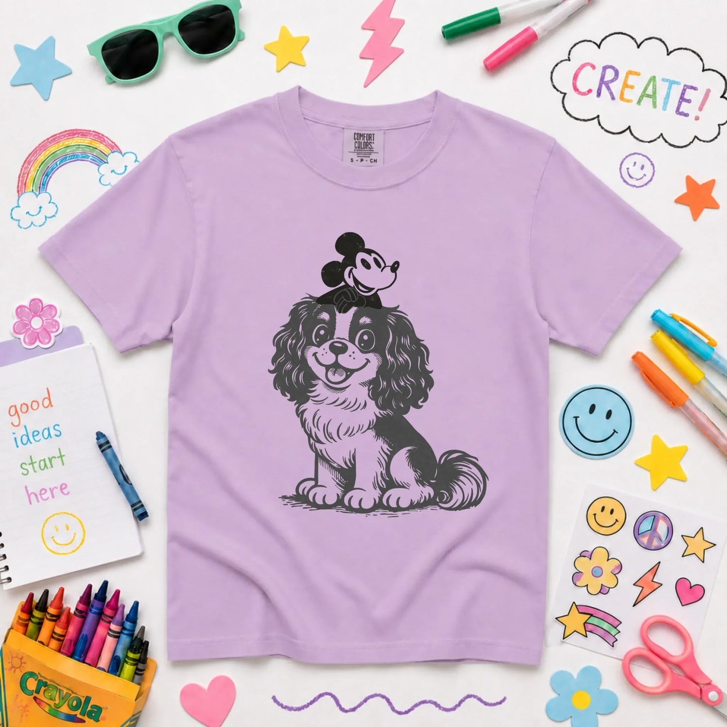 Cavalier Vintage Cartoon Mouse Unisex Youth TShirt Orchid