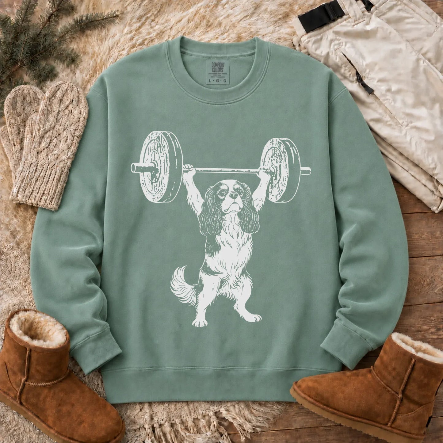 Cavalier Weight Training Fitness Unisex Sweatshirt Light Green