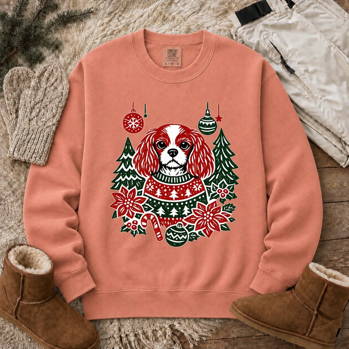 Sweatshirt Terracotta / S Cavalier Woodcut Christmas Unisex Sweatshirt