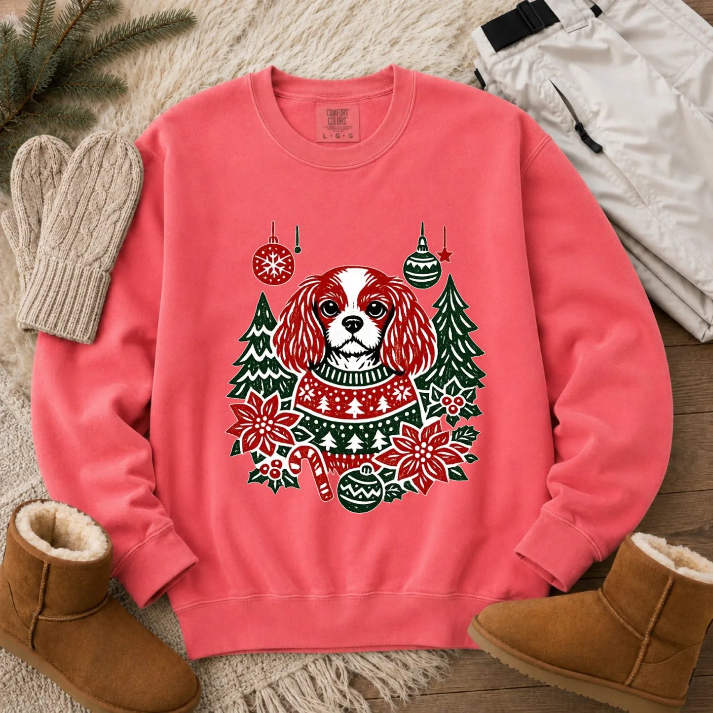 Sweatshirt Watermelon / S Cavalier Woodcut Christmas Unisex Sweatshirt