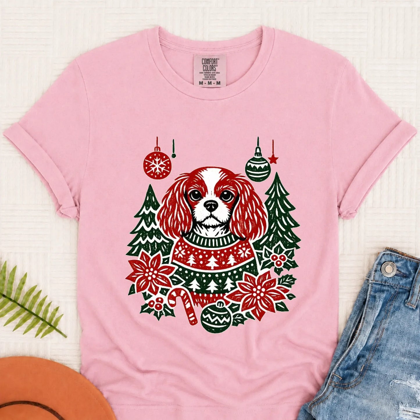 T-Shirt Blossom / S Cavalier Woodcut Christmas Unisex Tshirt