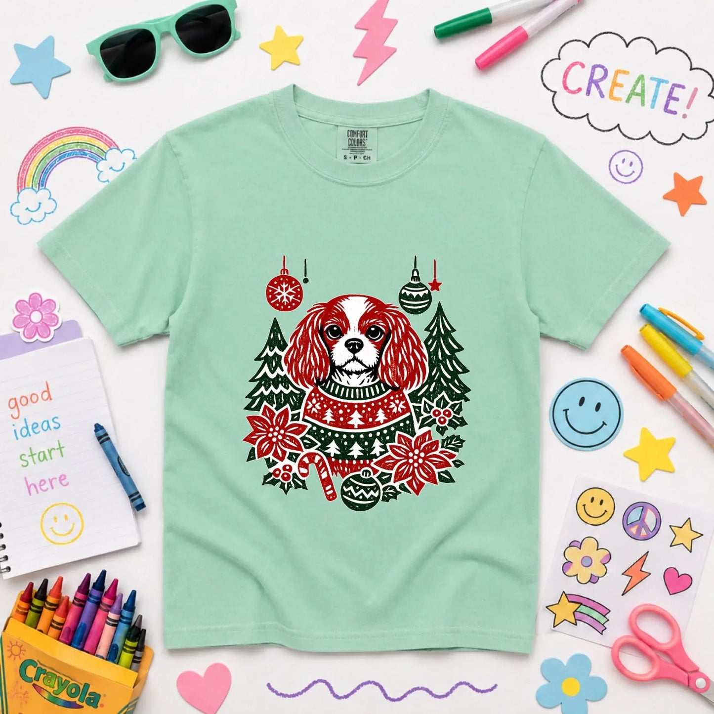 Youth Tshirt Island Reef / XS Cavalier Woodcut Christmas Unisex YOUTH Tshirt