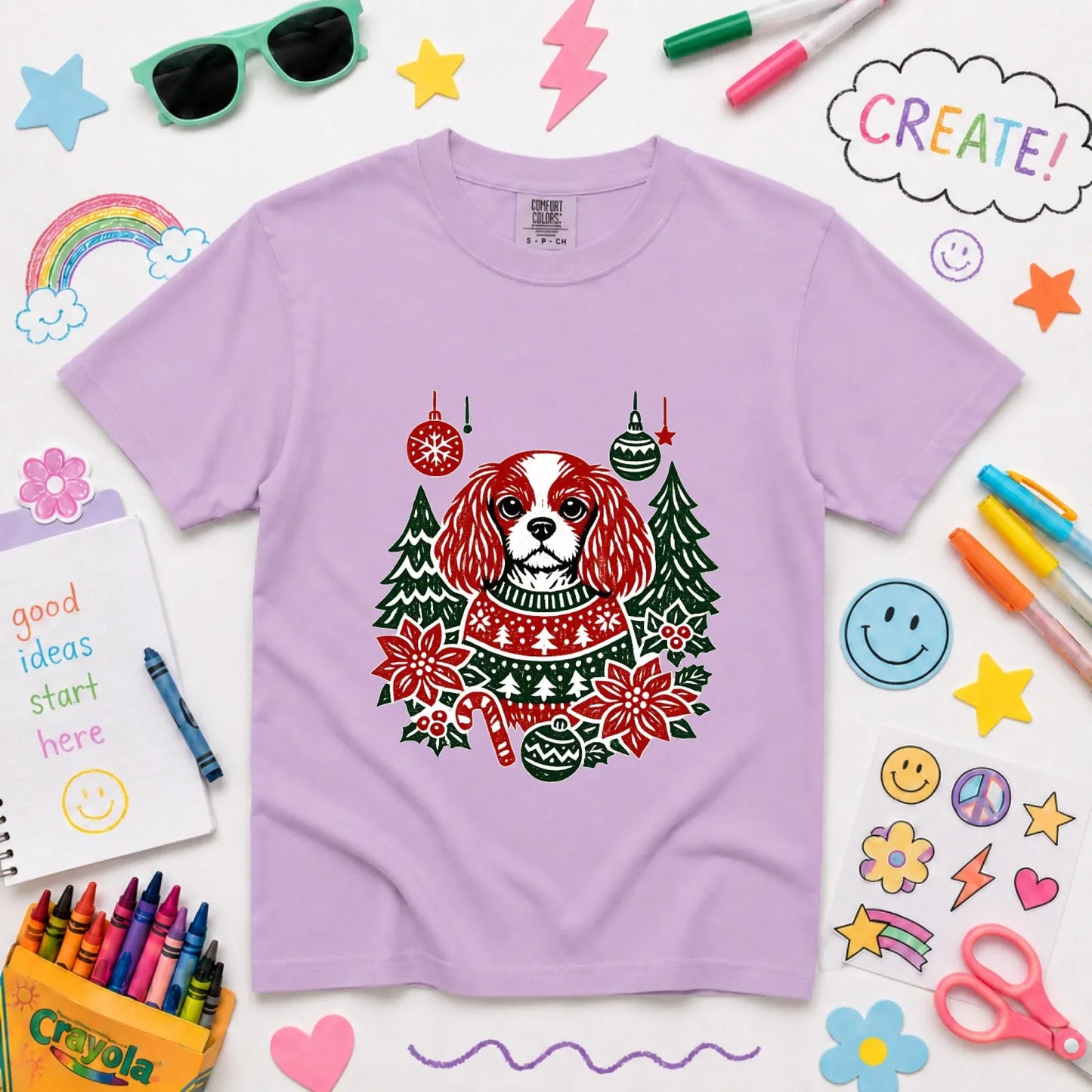 Youth Tshirt Orchid / XS Cavalier Woodcut Christmas Unisex YOUTH Tshirt