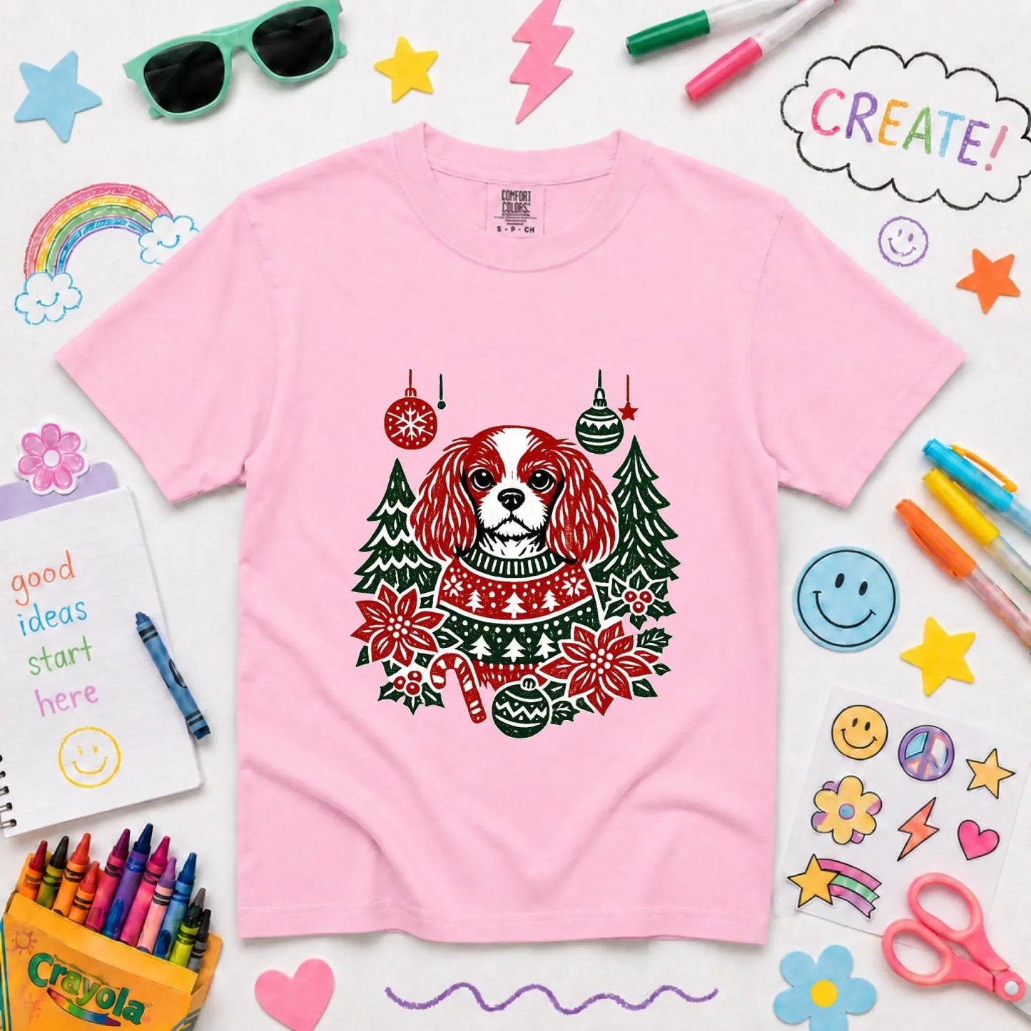 Youth Tshirt Blossom / XS Cavalier Woodcut Christmas Unisex YOUTH Tshirt