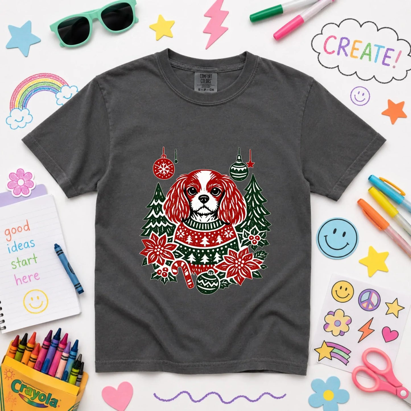 Youth Tshirt Pepper / XS Cavalier Woodcut Christmas Unisex YOUTH Tshirt