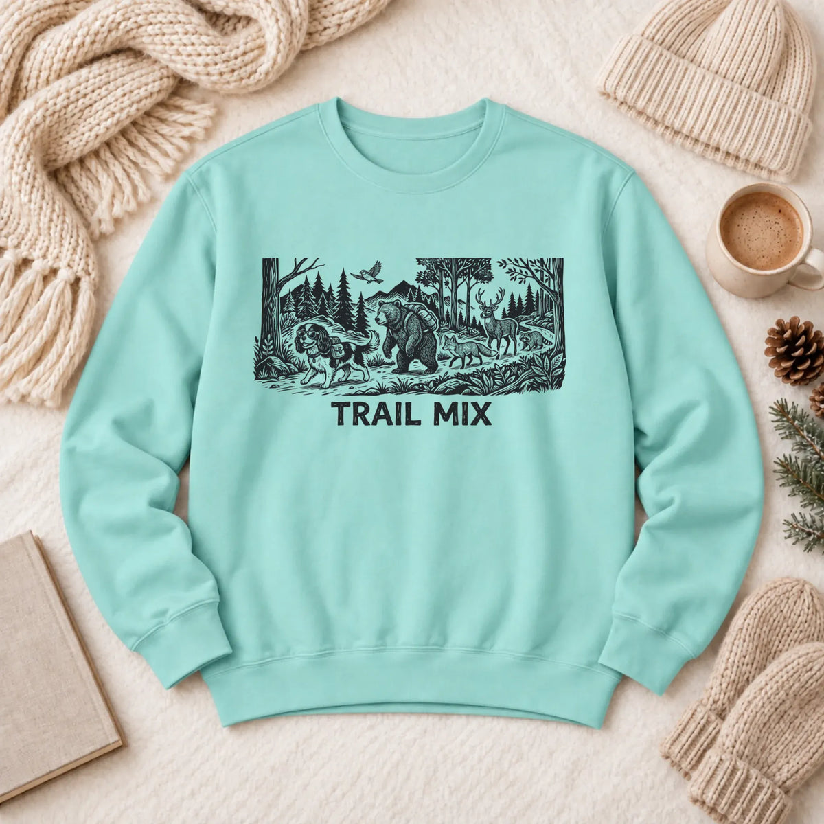 Sweatshirt Chalky Mint / S Cavalier Woods Hiking Trail Mix Unisex Sweatshirt