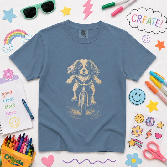 Cavalier YOUTH Grunge Biking Unisex TShirt Blue Jean
