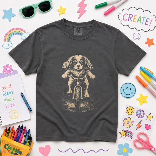 Cavalier YOUTH Grunge Biking Unisex TShirt Pepper