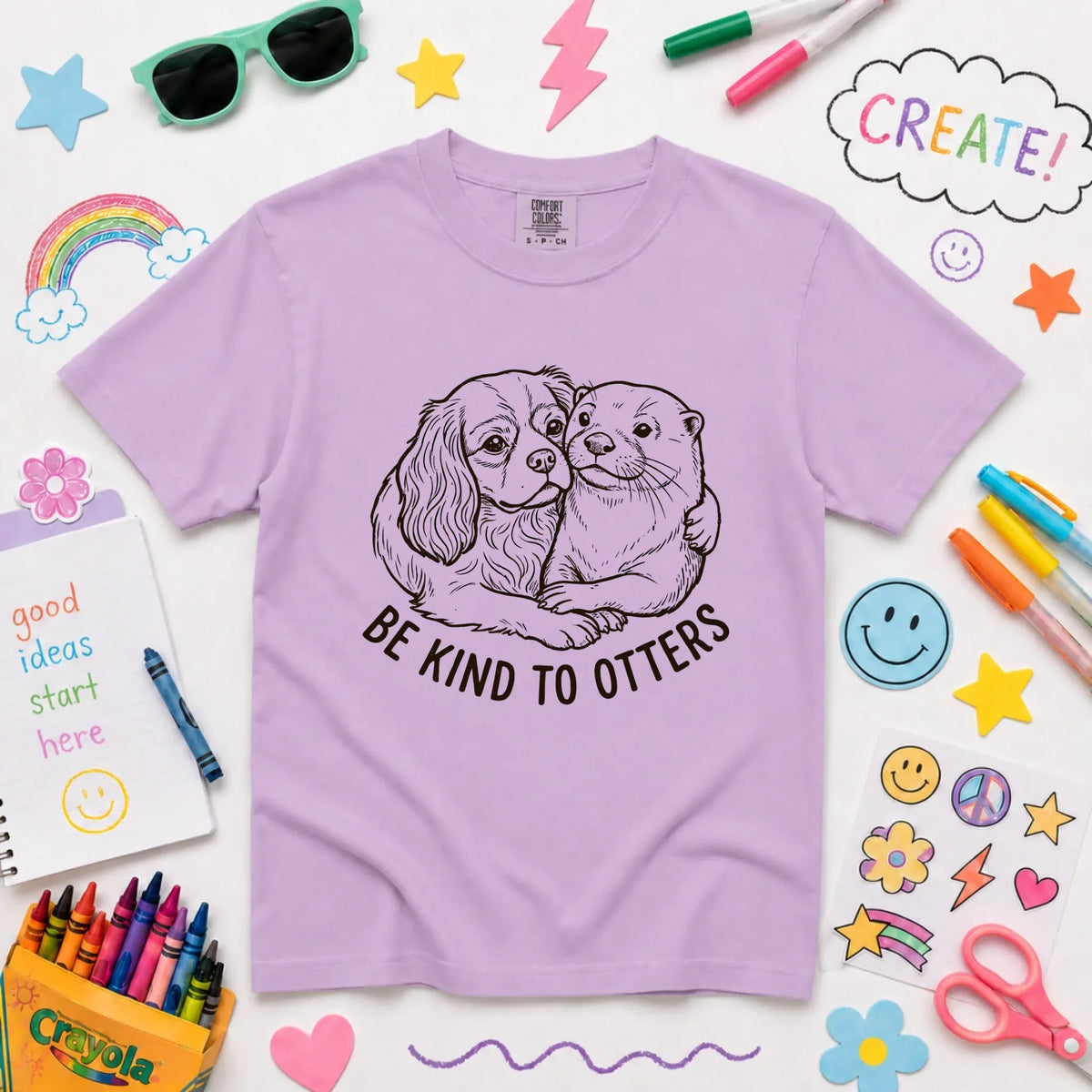 Cavalier YOUTH Kind to Otters Unisex TShirt NEW Youth Midweight Tee Orchid
