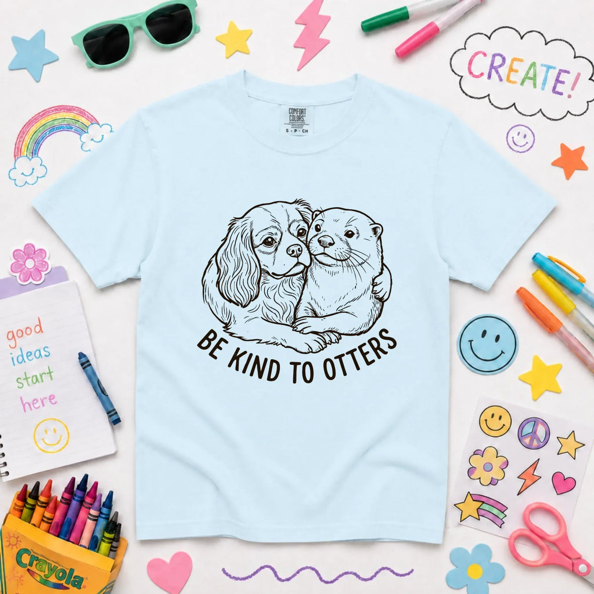 Cavalier YOUTH Kind to Otters Unisex TShirt NEW Youth Midweight Tee Chambray