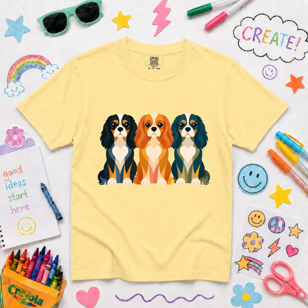 Cavalier YOUTH Little Hearts Unisex TShirt NEW Youth Midweight Tee Butter