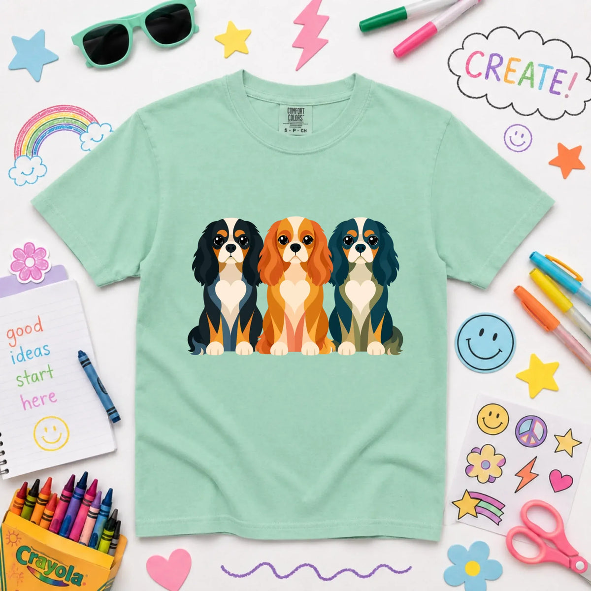 Cavalier YOUTH Little Hearts Unisex TShirt NEW Youth Midweight Tee Island Reef