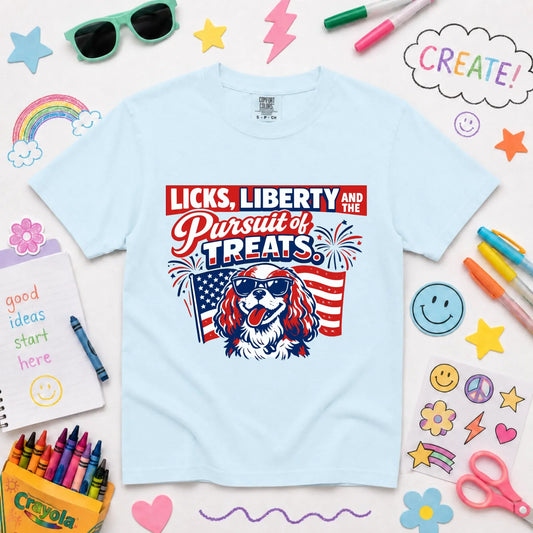 Cavalier YOUTH USA Licks and Liberty Unisex TShirt Chambray