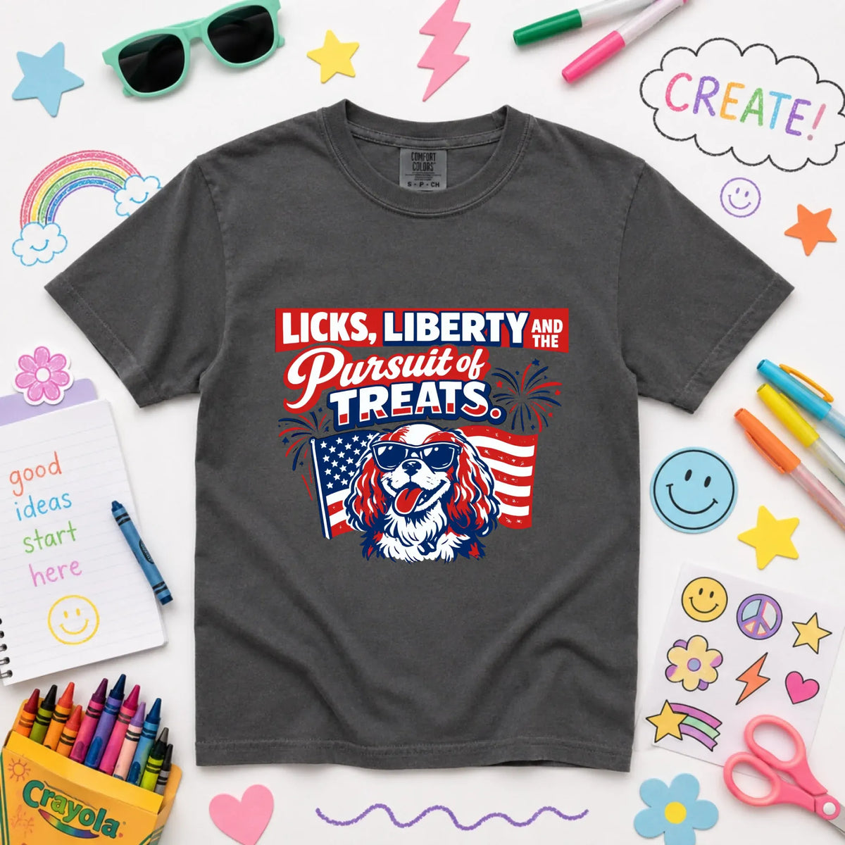 Cavalier YOUTH USA Licks and Liberty Unisex TShirt NEW Youth Midweight Tee Pepper