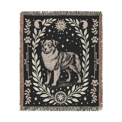 Printify Home Decor Celestial Woven Blanket, Australian Shepherd Boho Tapestry, Forest Core, Witchy Decorations, Home Throw