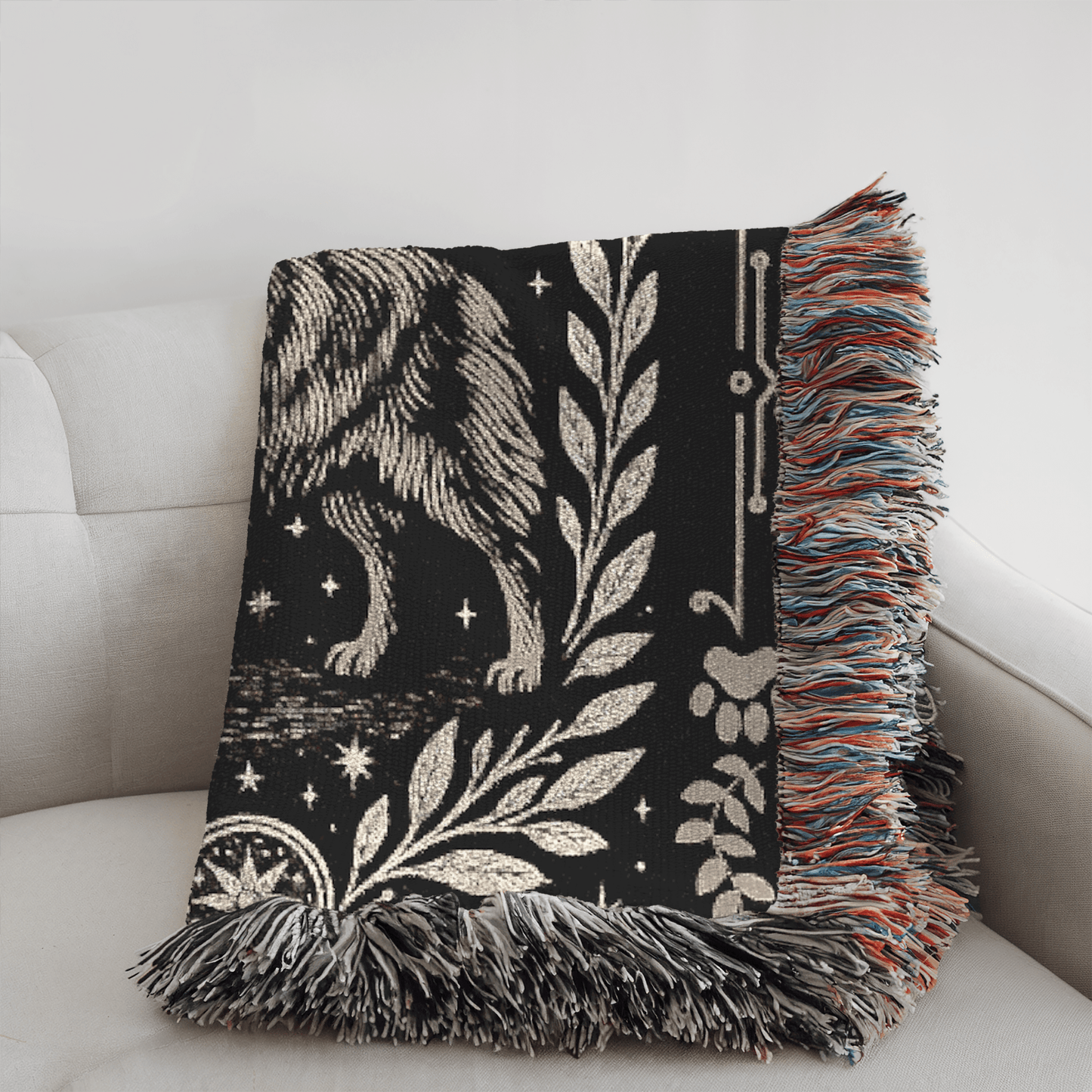 Printify Home Decor Celestial Woven Blanket, Australian Shepherd Boho Tapestry, Forest Core, Witchy Decorations, Home Throw