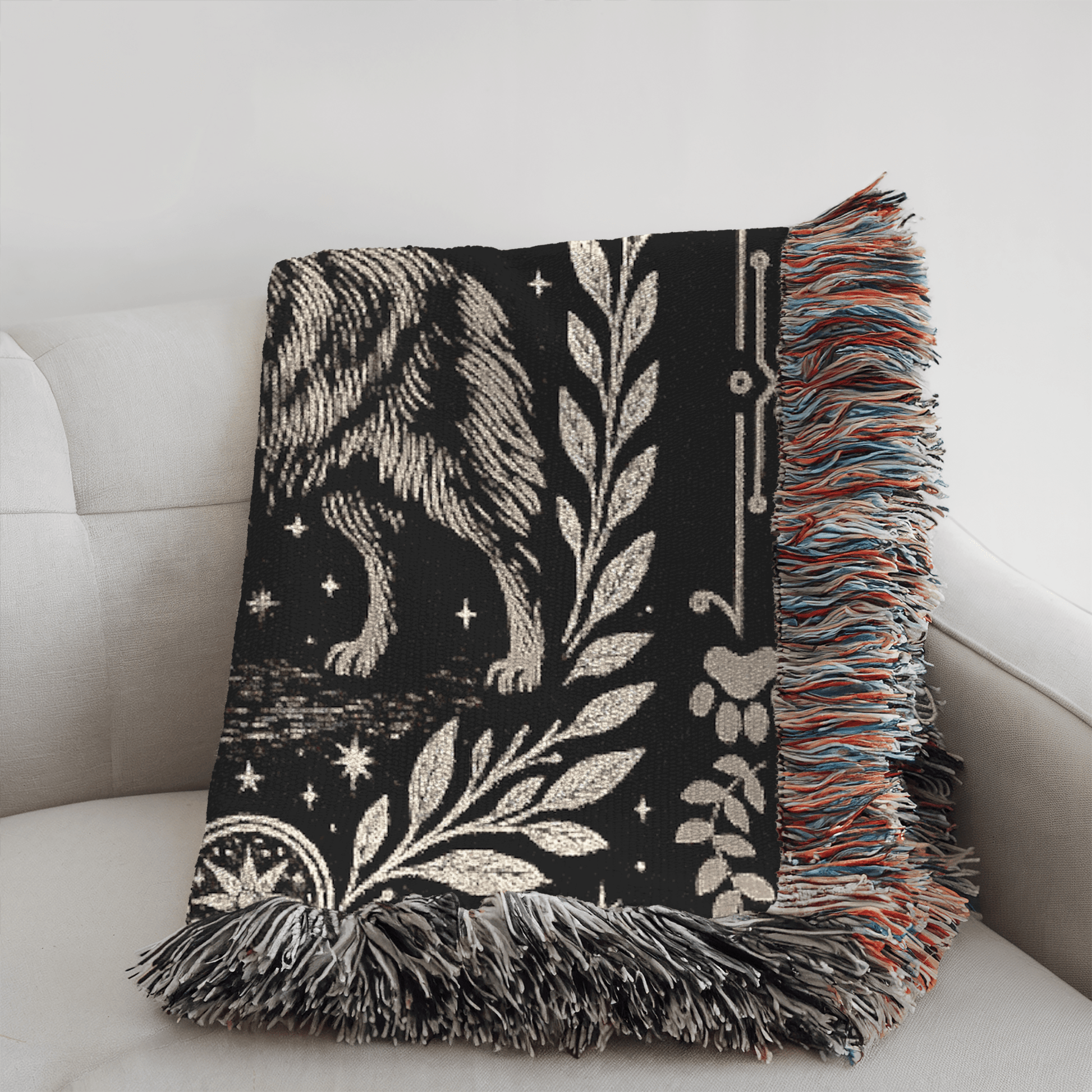 Printify Home Decor Celestial Woven Blanket, Australian Shepherd Boho Tapestry, Forest Core, Witchy Decorations, Home Throw