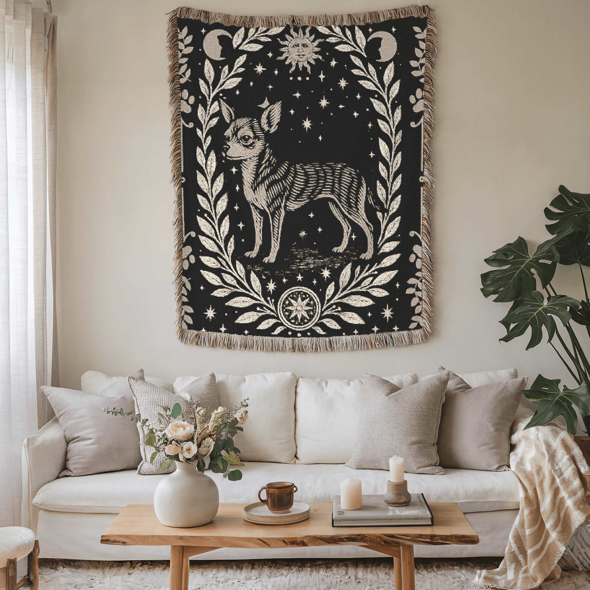 Printify Blanket Chihuahua Celestial Woven Blanket