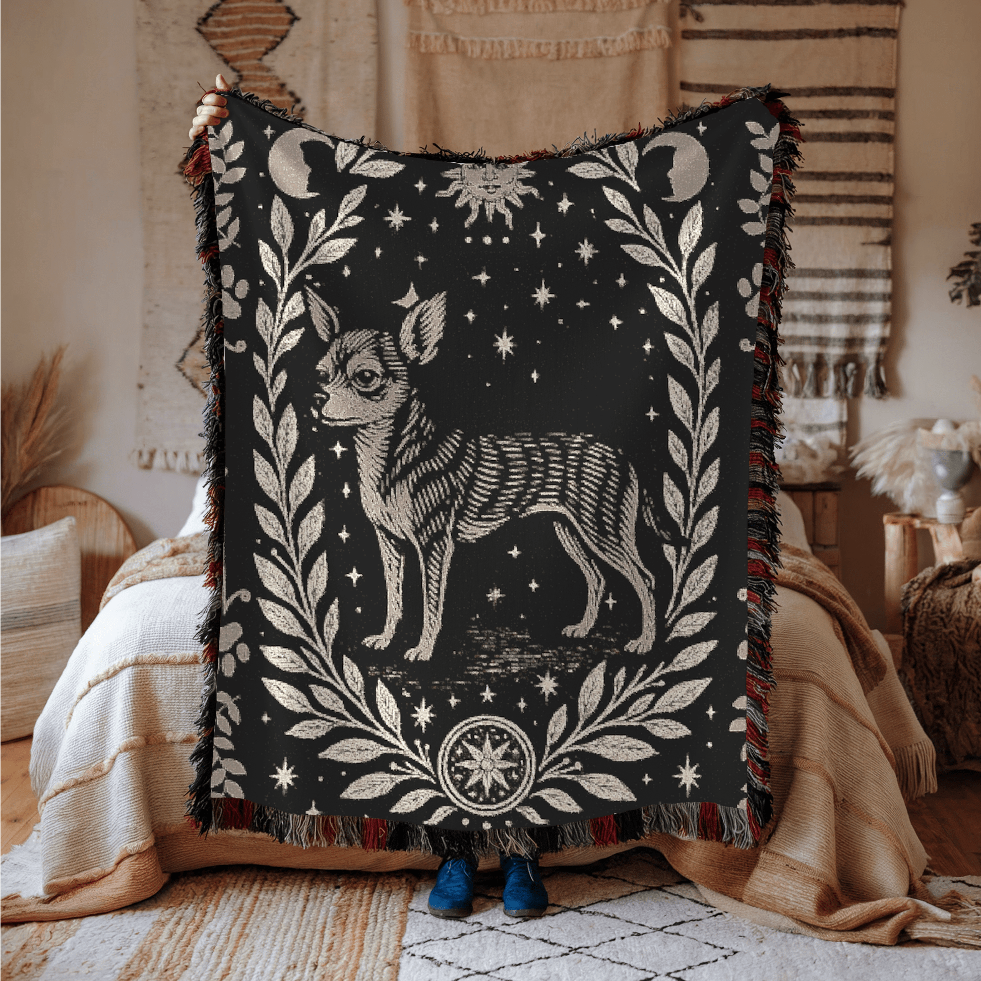 Printify Blanket Chihuahua Celestial Woven Blanket