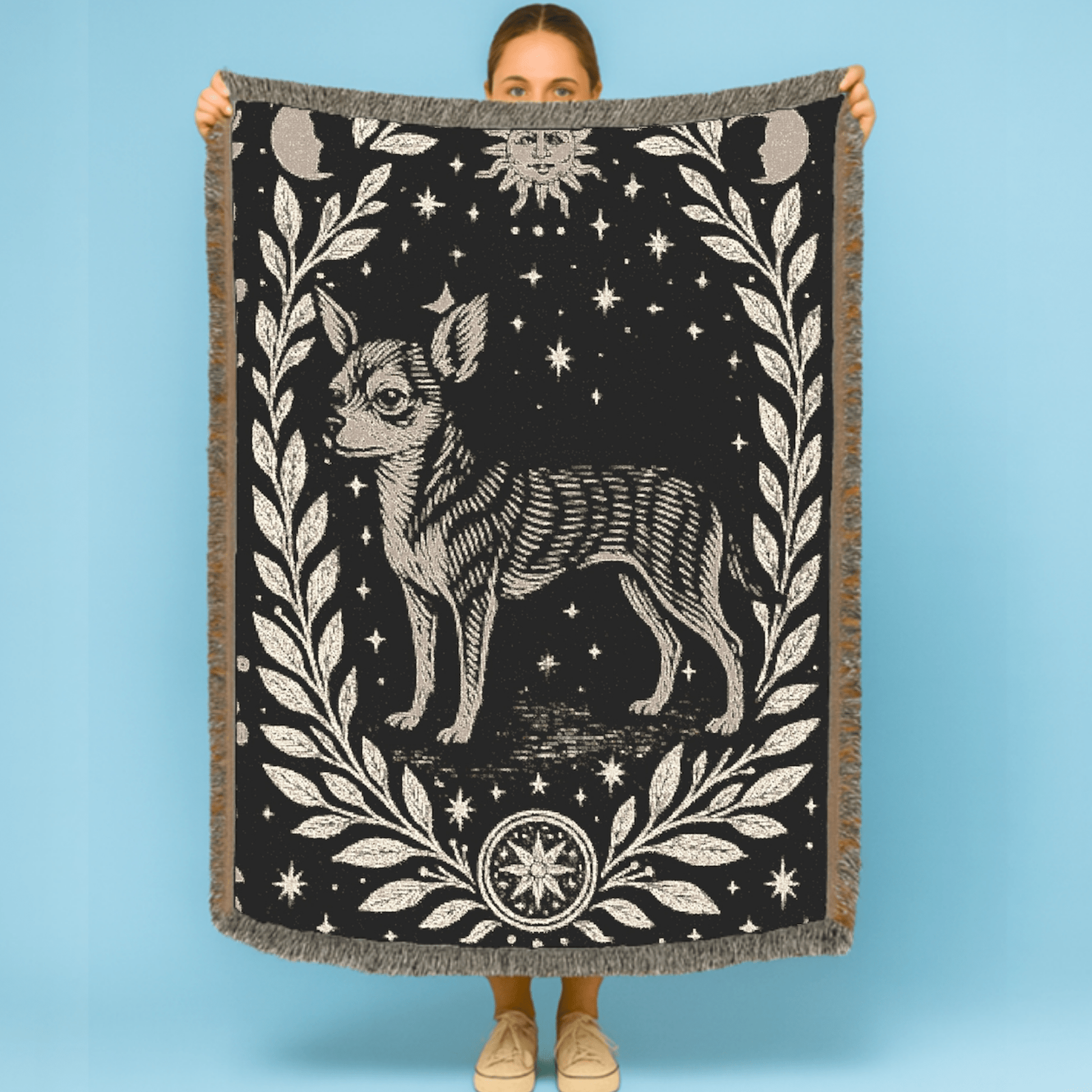 Printify Blanket Chihuahua Celestial Woven Blanket