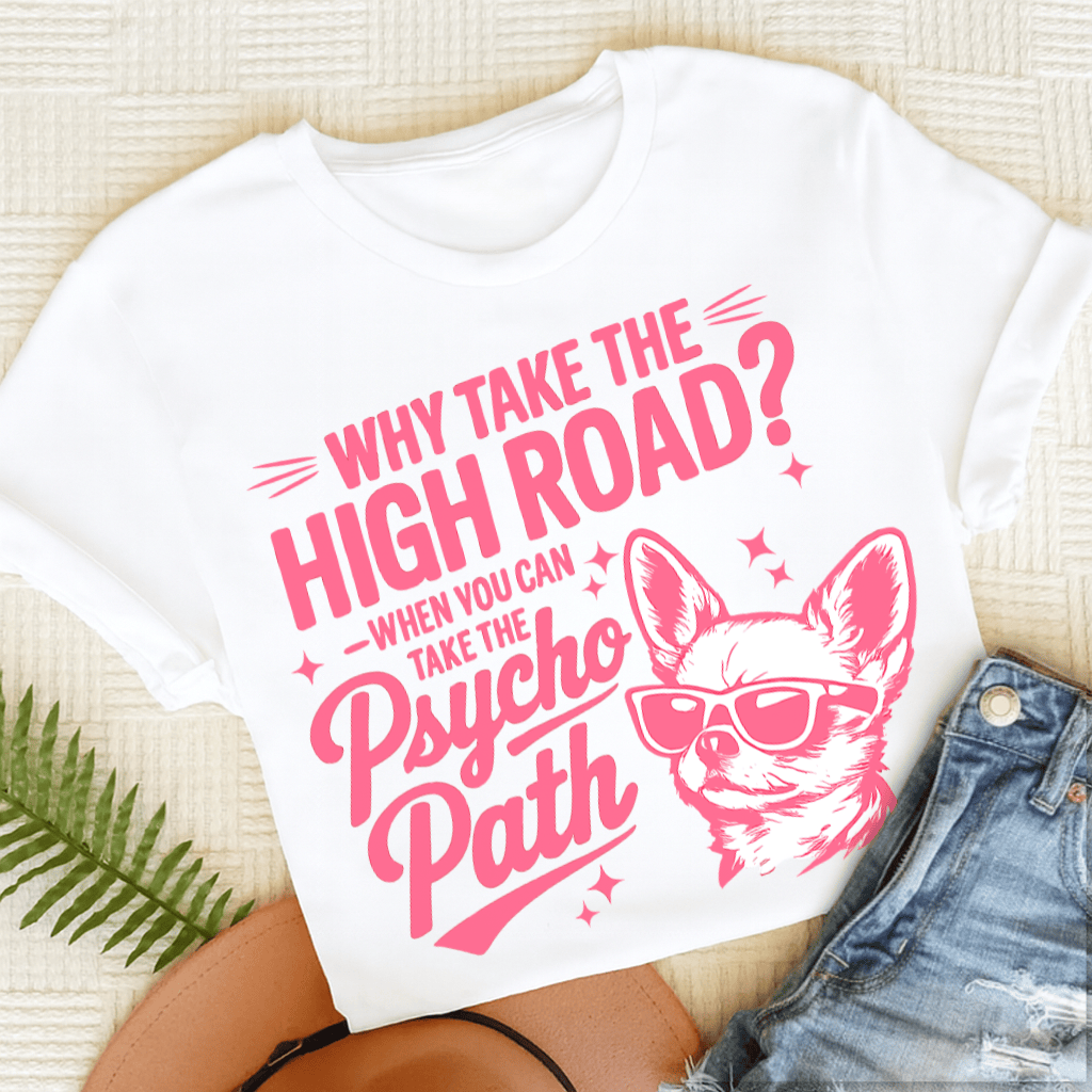 Chihuahua Funny Psycho Path Unisex TShirt White
