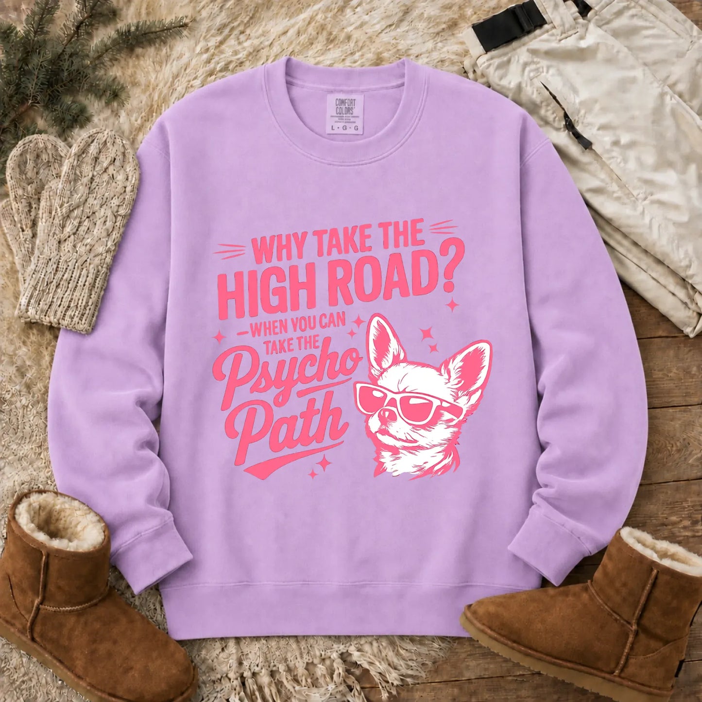 Chihuahua Funny Psychopath Unisex Sweatshirt Orchid