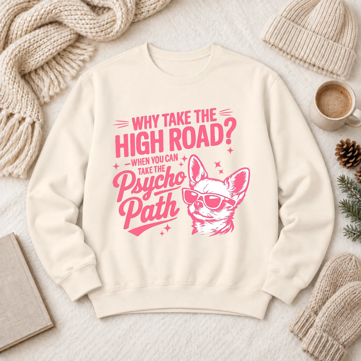 Chihuahua Funny Psychopath Unisex Sweatshirt Ivory