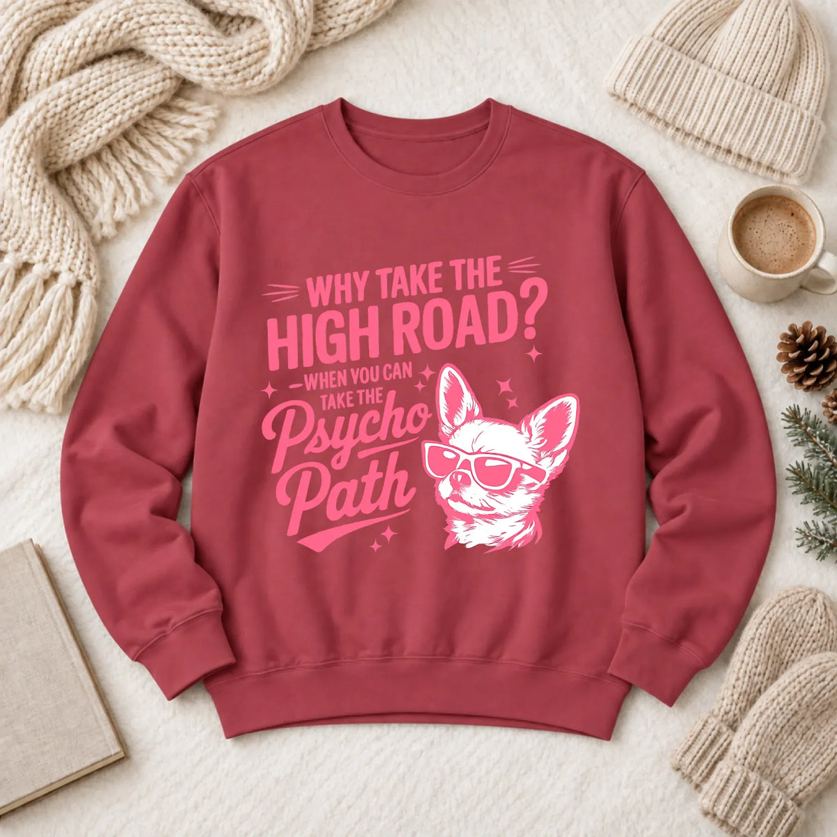 Chihuahua Funny Psychopath Unisex Sweatshirt Crimson